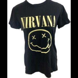 Nirvana T-Shirt Women's Size S Color Black Graphic with Cuffable Sleeves